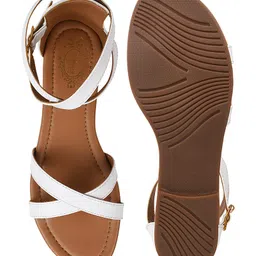Shoetopia Solid With Buckle Closure Sandals - White image 5