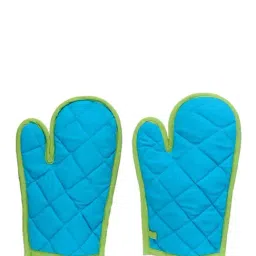 Swayam Turquoise Kitchen Apron with Oven Gloves - Set of 1 image 3