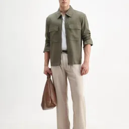 Rare Rabbit Green Solid Relaxed Fit Shacket image 5