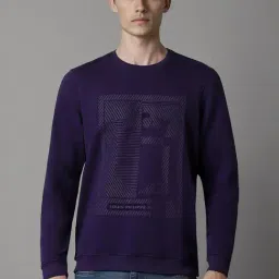 Louis Philippe Purple Cotton Regular Fit Printed Sweatshirt-image-49