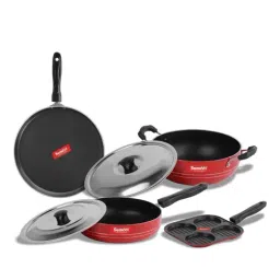 Sumeet Elegant Design Red Aluminium Cookware Set-image-76