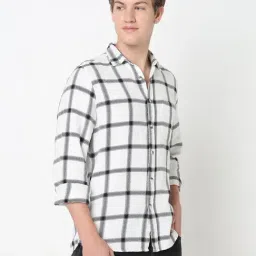 R&B White Cotton Regular Fit Checks Shirt image 4