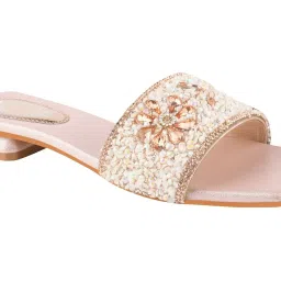 Shoetopia Women's Rose Gold Ethnic Sandals image 5