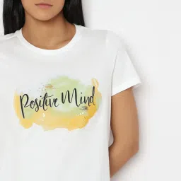 Vero Moda White Cotton Graphic Print T-Shirt image 5