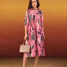 Purvaja Peach Regular Fit Printed Dress image 5