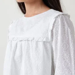 One Friday Kids White Embroidery Regular Fit Top image 5
