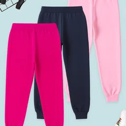 YK Disney Girls Pack Of 3 Printed Mid-Rise Joggers image 3