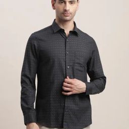Turtle Black Cotton Slim Fit Dobby Shirt-picture-18