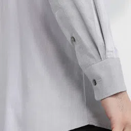 Raymond Grey Pure Cotton Regular Fit Self Pattern Shirt image 5