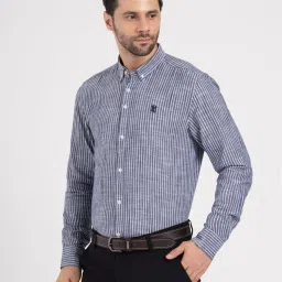 Red Tape Navy Striped Relaxed Fit Shirt image 5