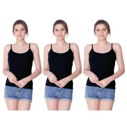 Dollar Missy Black Cotton Camisole (Pack of 3)-image-10