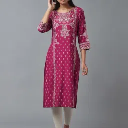 W Purple Printed Straight Kurta-picture-23