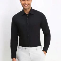Allen Solly Black Cotton Slim Fit Shirt-picture-0