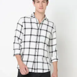 R&B White Cotton Regular Fit Checks Shirt-picture-27