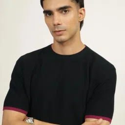 Andamen Black Cotton Regular Fit T-Shirt image 5