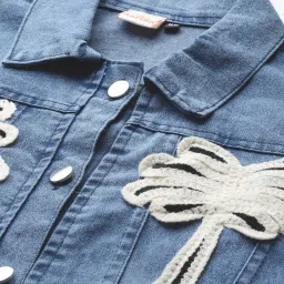 Aarika Blue Embroidery Regular Fit Denim Jacket image 5