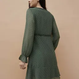 Fame Forever by Lifestyle Green Self Pattern A-Line Dress image 5