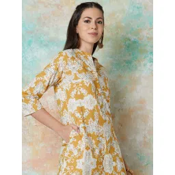 Melange by Lifestyle Mustard Cotton Printed Straight Kurta image 5
