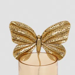 Pure Home and Living Gold & Glass Butterfly Ribbed Votive Holder image 5