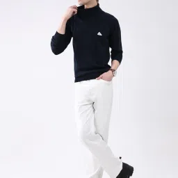 Monte Carlo Navy Blue Solid Regular Fit Pullover image 5