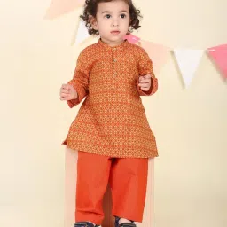 Fabindia Boys Rust Printed Kurta Set image 5