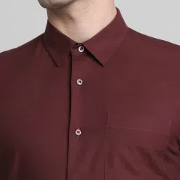 Jack & Jones Maroon Cotton Slim Fit Texture Shirts image 5