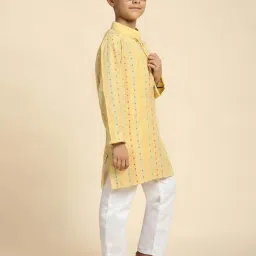 Pro-Ethic Style Developer Boys Yellow Cotton Printed Full Sleeves Kurta Sets image 5