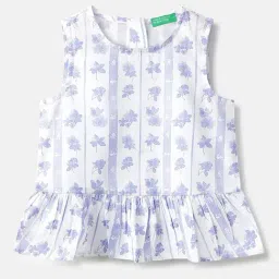 United Colors of Benetton Girls White Cotton Floral Dress-image-78