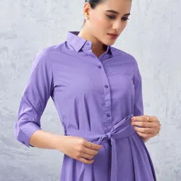 SELVIA Purple A-Line Dress image 5