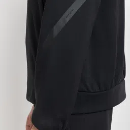 Adidas Black Loose Fit Logo Printed Hooded Sweatshirt image 5