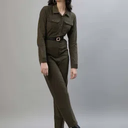 Iconic Green Cotton Textured Pattern Jumpsuit image 5