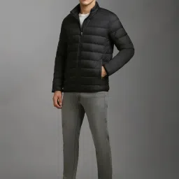 Louis Philippe Black Regular Fit Quilted Jacket image 5