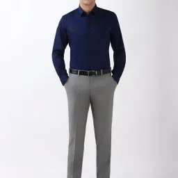 Peter England Navy Slim Fit Printed Shirt image 5