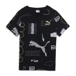 Puma Kids CLASSICS BRAND LOVE Black Cotton Printed T-Shirt-image-53