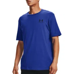 Under Armour Blue Cotton Regular Fit Sports T-Shirt-image-22