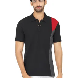 Kalt Black & Dark Grey Regular Fit Polo T-Shirt-picture-41