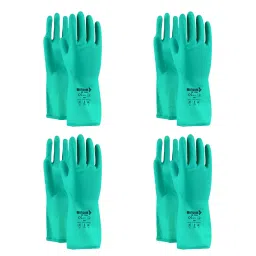 Mallcom Safety Hand Gloves Nitrile Butadiene Rubber Raised Diamond Pattern Green Size M, NF153G (Pack of 4 Pair)-image-77