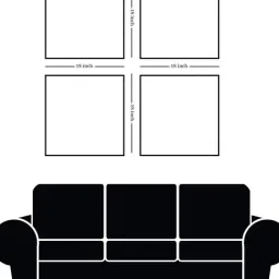 Nestroots Colorful Crayon Hand Drawn Gold Frame Landscape Canvas Wall Painting - Set of 4 image 5