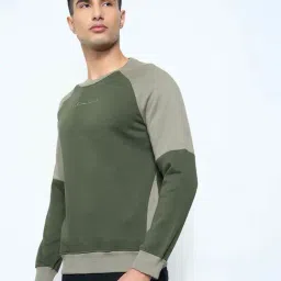 Sf Jeans By Pantaloons Green Regular Fit Colour Block Sweatshirt image 3