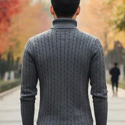 HERE&NOW Self Design Long Sleeves Turtle Neck Pullover image 3