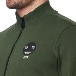 Spykar Green Regular Fit High Neck Sweatshirt image 4