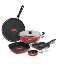 Sumeet Elegant Design Red Aluminium Cookware Set-image-74