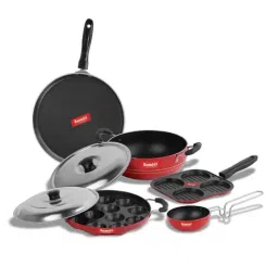 Sumeet Elegant Design Red Aluminium Cookware Set-image-99