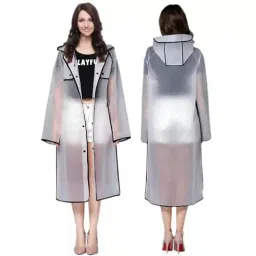 HACER EVA Hooded Type Top Button Closer Transparent & Black Rainsuit XXL for Unisex, EXM1-BL-XXL-N-picture-23