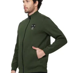 Spykar Green Regular Fit High Neck Sweatshirt image 3