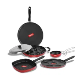 Sumeet Elegant Design Red Aluminium Cookware Set-image-73