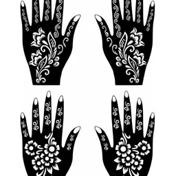 VOORKOMS Set Of 2 Mehndi Stencil Sticker Designs With Detailed Floral & Leaf-image-18