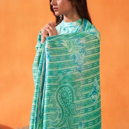 Anouk Paisley Printed Printed Halter Neck Straight Kurta With Trousers And Dupatta image 2