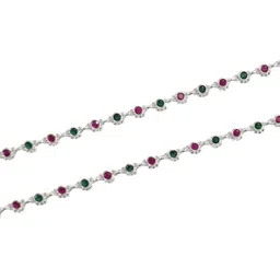 shree shobha collection Silver Anklet For Womens Multicolour Stones Casted Modern & Strong Design Size-10.5 Inches Weight-35Gm image 4