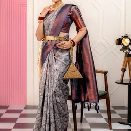 Snofi Creation Ethnic Motifs Woven Design Zari Kanjeevaram Saree-image-91